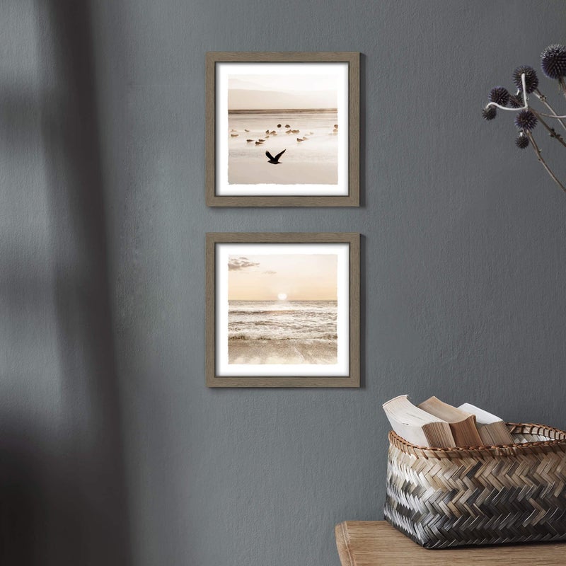 Dream Land Beach Coastal Framed Wall Artï¼šSunset Sunrise Scene Seashore Sea Bird Seascape Picture Artwork Ocean Modern Seaside Landscape Painting Print for Bedroom Living Room Home Office - Image 5