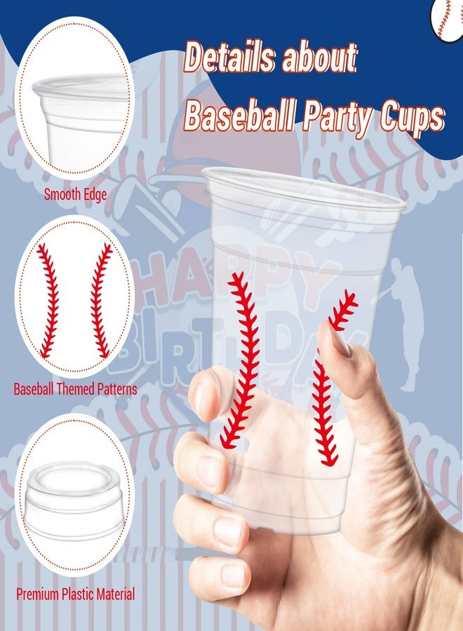 HYMENEX 50Pcs Baseball Cups, 12oz Baseball Plastic Cups for Birthday Home Kitchen Wedding Decorations Game Day Event Sport Theme Party Supplies - Image 2