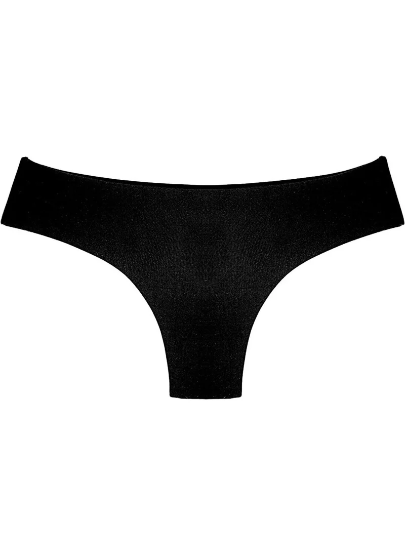 Papatya Daisy Laser Cut Cotton High Waist Basic Panties Black 4559-