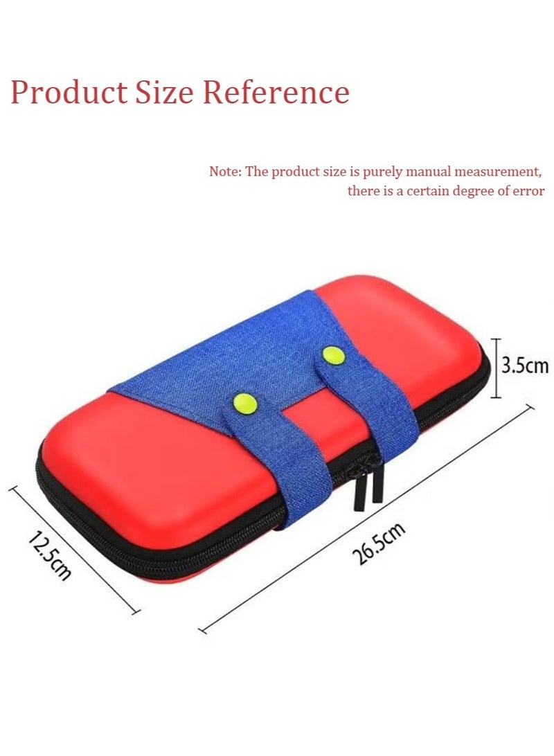 Case Compatible with Nintendo Switch/OLED, Portable Switch Carrying Cover with 10 Game Holders Protective Case Anti-Scratch Travel Carrying Clutch for Mario Fans-Red