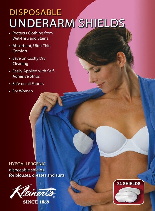Kleinert's Kleinert’s Exclusively for Women Regular Size, Contoured Shape, Disposable Underarm Pads (24 Pads) Style #W-4903CS (Measures: 4 3/8" W x 4 3/4" L). Discreet, Comfortable, Sweat Free, Odor Blocker. - Image 1