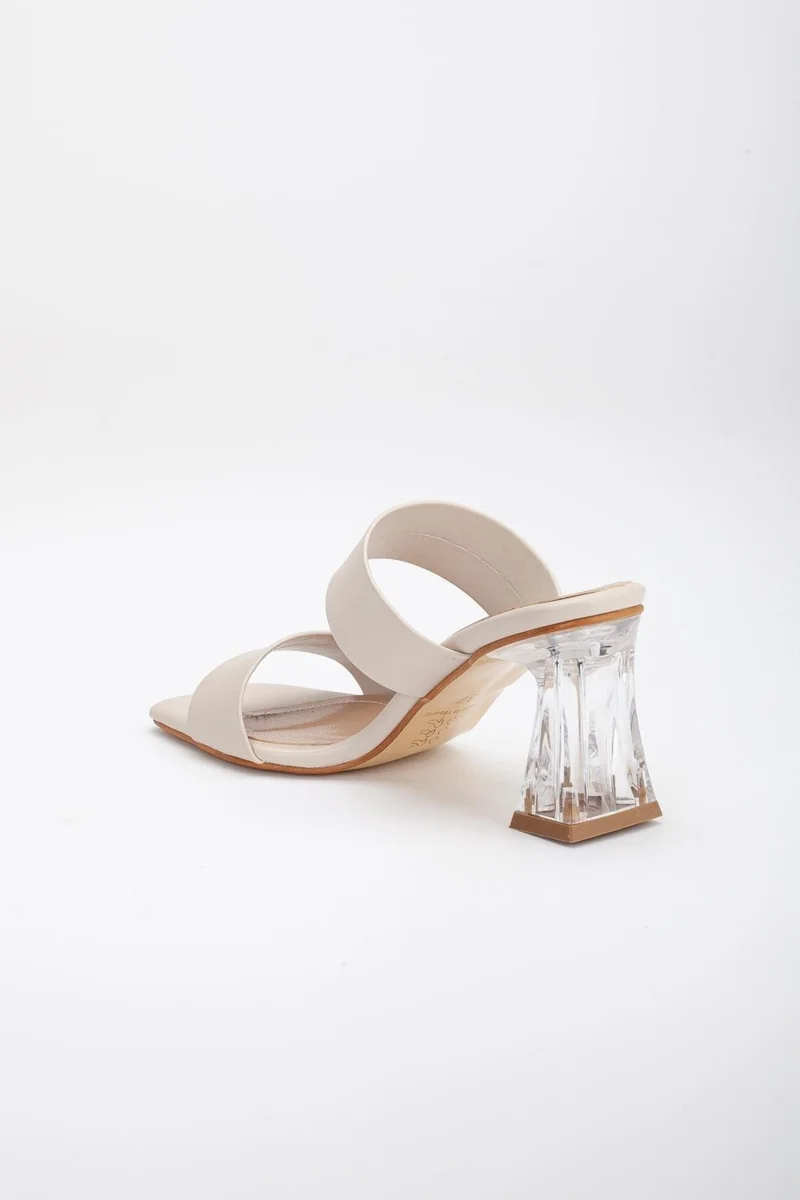 Dilimler Ayakkabı Slices Shoes Two-Stripe Skin Women's Transparent Heeled Slippers