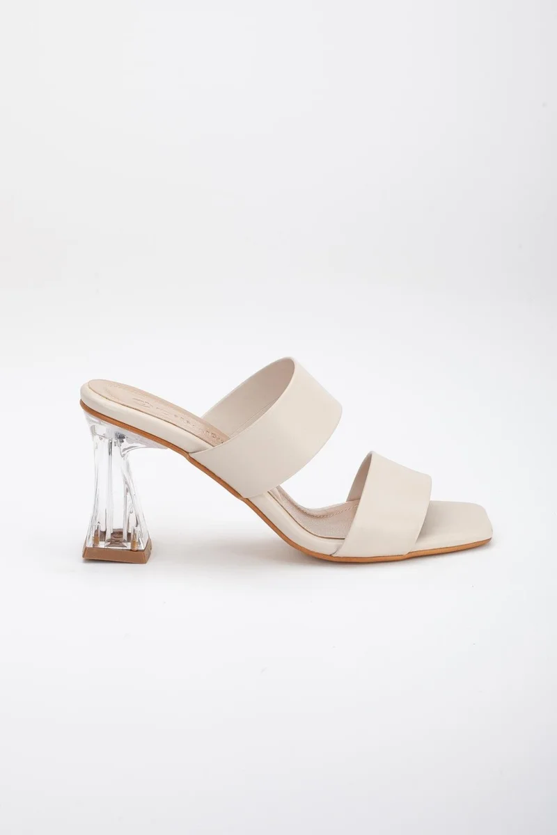Dilimler Ayakkabı Slices Shoes Two-Stripe Skin Women's Transparent Heeled Slippers