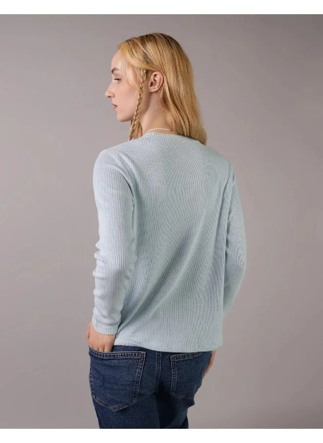 American Eagle AE Plush Long-Sleeve Crew Neck T-Shirt