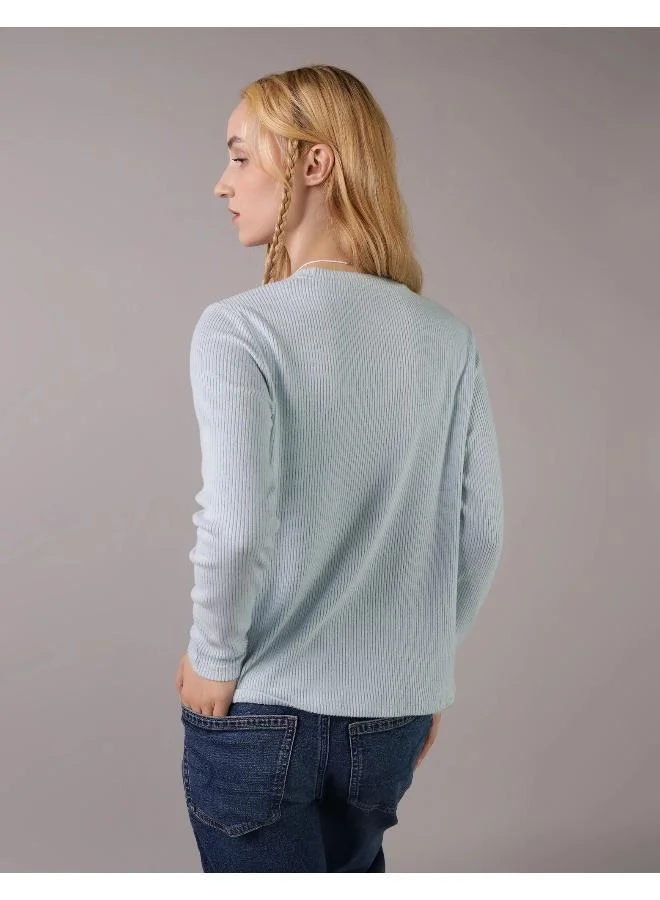American Eagle AE Plush Long-Sleeve Crew Neck T-Shirt
