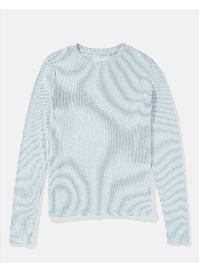 American Eagle - AE Plush Long-Sleeve Crew Neck T-Shirt - Image 1