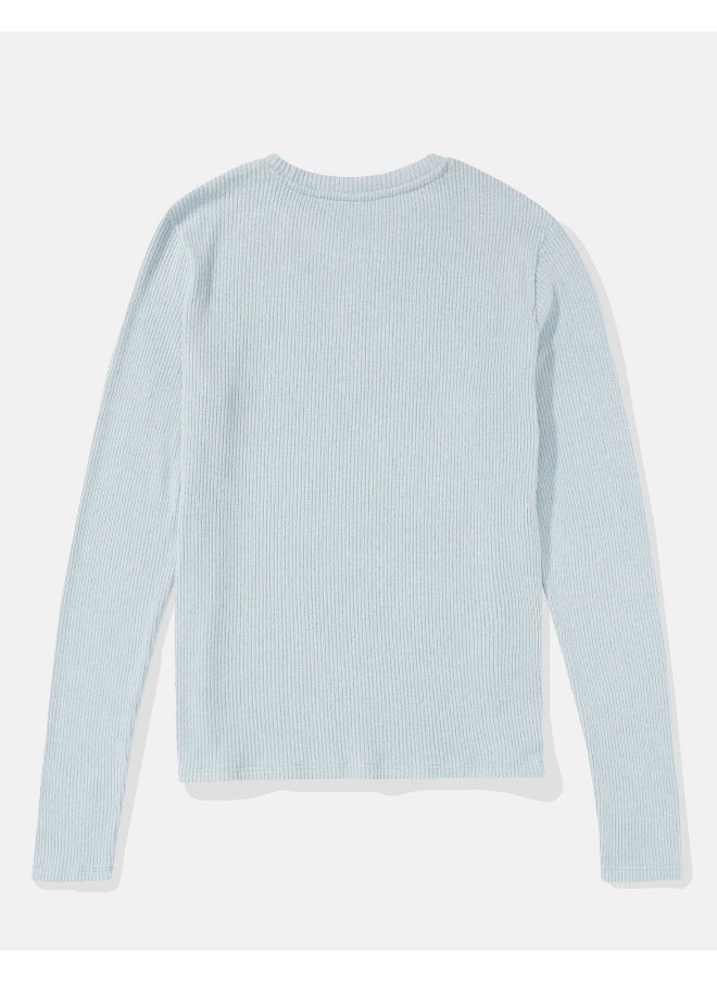 American Eagle - AE Plush Long-Sleeve Crew Neck T-Shirt - Image 1