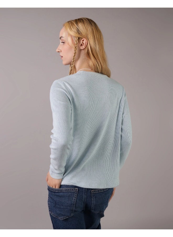 American Eagle - AE Plush Long-Sleeve Crew Neck T-Shirt - Image 1