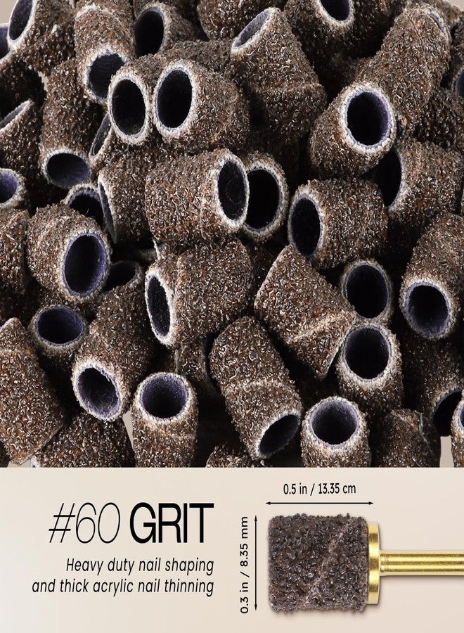 PANA 100 Pieces Nail Sanding Bands Professional Nail Manicure Great Fit for Nail Drill Bits for Acrylic Nails (60 Grit, Brown) - Image 3