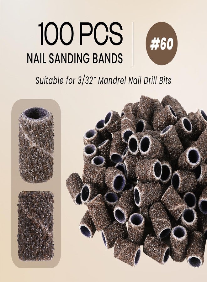 PANA 100 Pieces Nail Sanding Bands Professional Nail Manicure Great Fit for Nail Drill Bits for Acrylic Nails (60 Grit, Brown) - Image 2