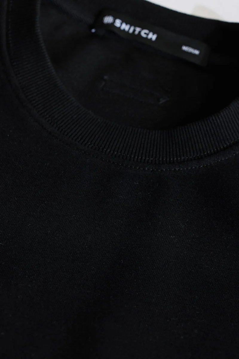 SNITCH Black Relaxed Fit Sweatshirt