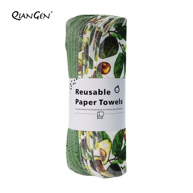 Super Absorbent 20 Count Reusable Unpaper Towels Viscose Knit Fabric Fruit Theme Kitchen Cleaning Washable - Image 2