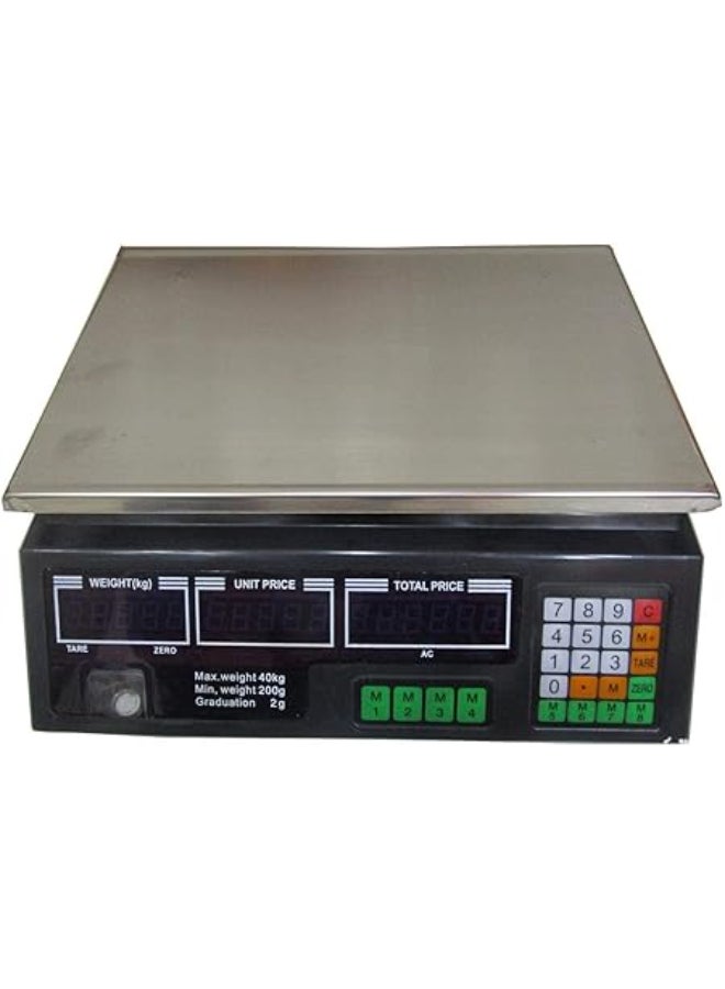 Digital Commercial Scales 40kg/1g 30kg/1g Capacity Calculate The Price Weighing Platform Scales.A-40KG/1g Black 3.5kg - Image 2