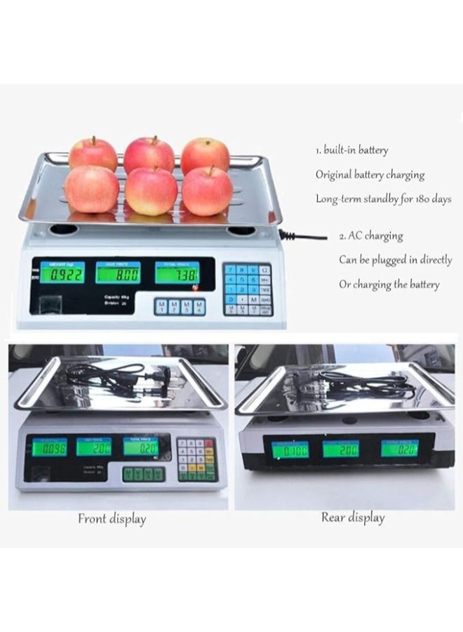Digital Commercial Scales 40kg/1g 30kg/1g Capacity Calculate The Price Weighing Platform Scales.A-40KG/1g Black 3.5kg - Image 4