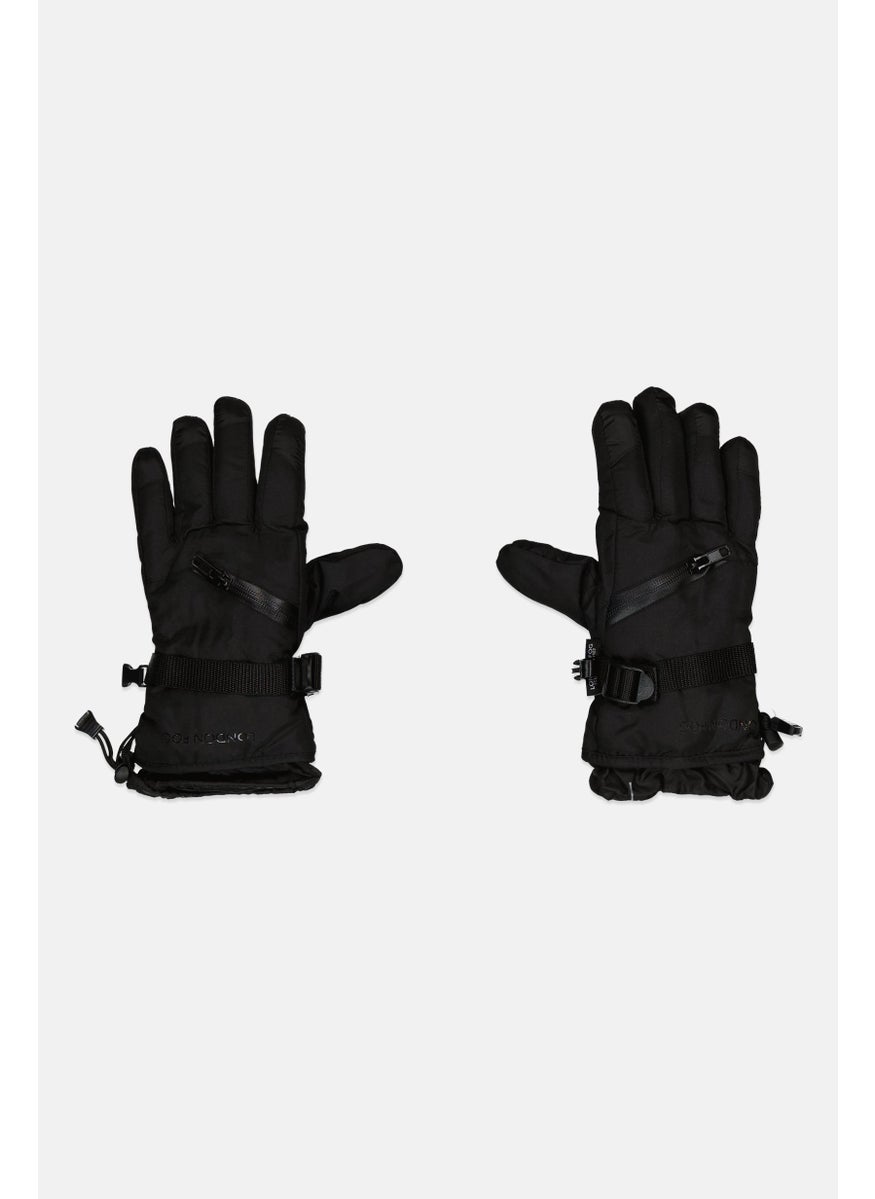 London Fog Women Brand Logo Gloves, Black  - Image 1