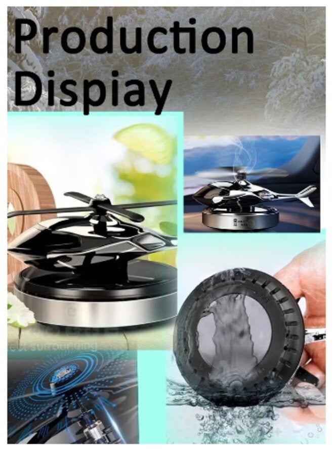 Air Freshener, Car Fragrance Diffuser Solar Rotating Automotive Air Fresheners Ornament Helicopter Shape Solid Aromatherapy Decoration for Car and Home (Black) - Image 3