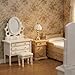 Cutemini Dollhouse Miniature Bed with Drawer 112 Wooden Furniture European Bedroom Bedding Furniture Accessories with Pillow Mattresses Vintage Floral Fabric Mini House Decoration Woody - Image 4