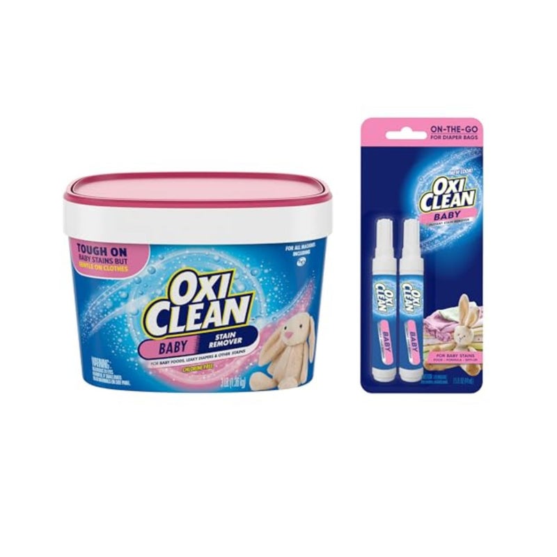 OxiClean Baby Stain Soaker, 3 lb + 2-Pack OxiClean Baby Laundry Stain Remover Pens - Image 1