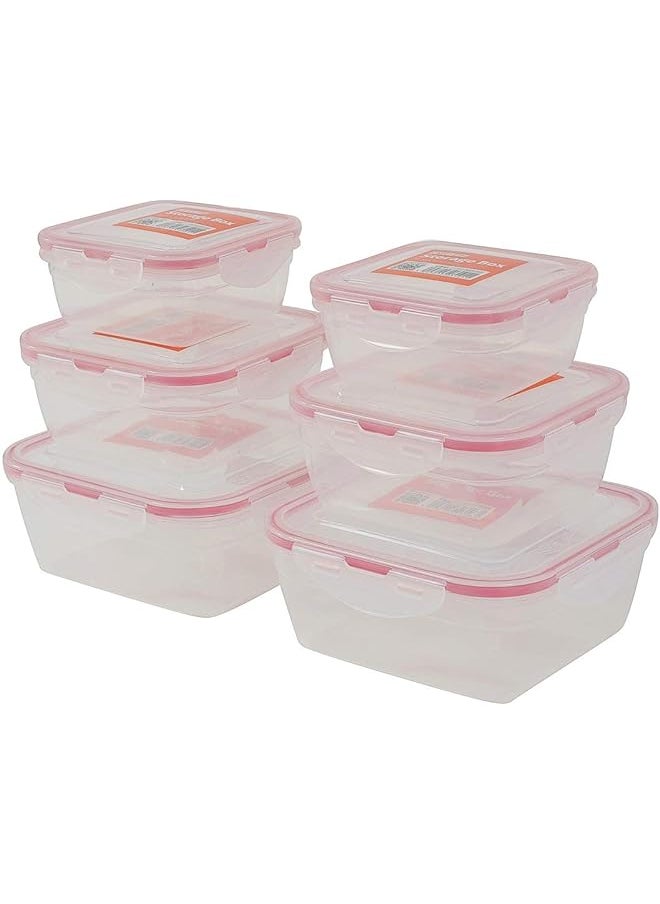 Yonovo Plastic Airtight Container Storage Box Set 6 Piece Storage And Organization Containers Shelf Baskets Pantry Boxes For Organizing Cabinets Bin Red K70055  - Image 1
