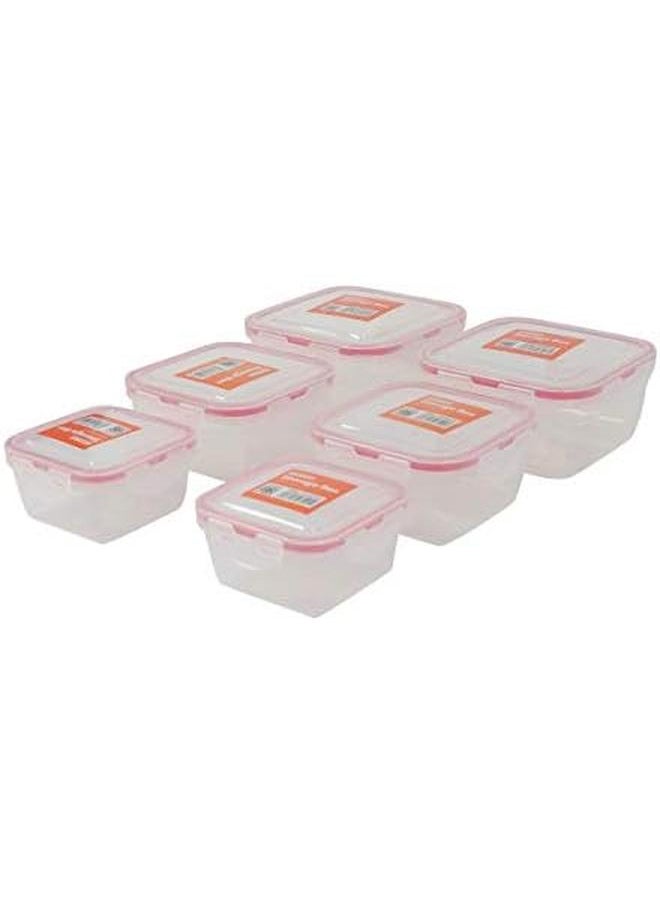 Yonovo Plastic Airtight Container Storage Box Set 6 Piece Storage And Organization Containers Shelf Baskets Pantry Boxes For Organizing Cabinets Bin Red K70055  - Image 3