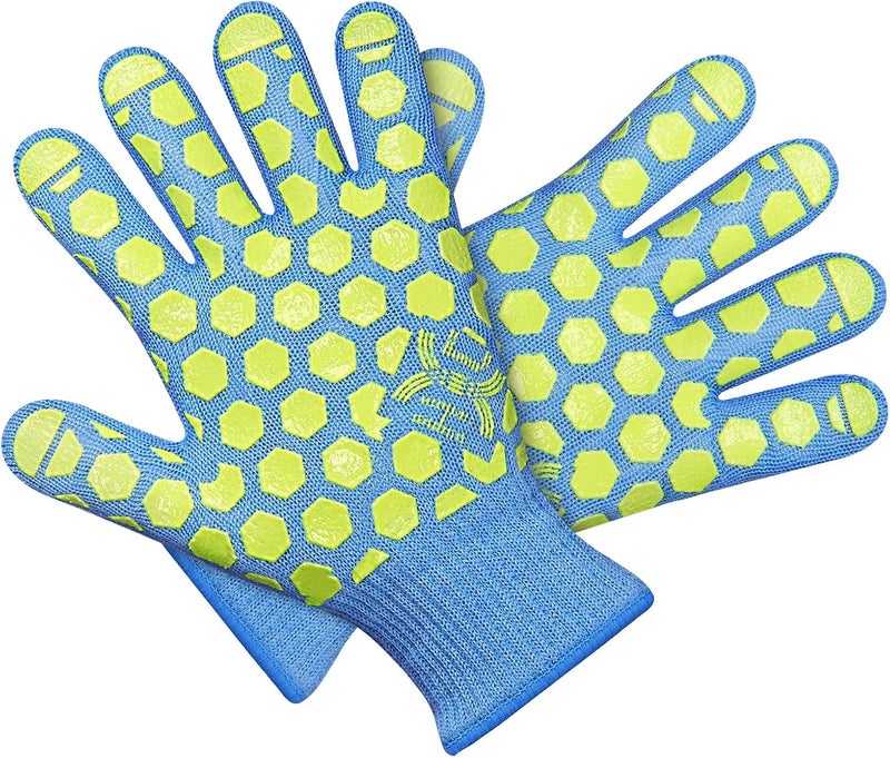 J H Heat Resistant Oven Glove EN407 Certified 932 F BBQ Oven Mitts for Grlling Baking Kitchen CampingFireplace IndoorOutdoor 1 Pair