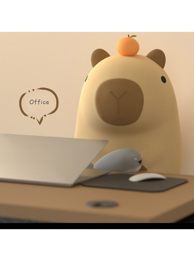 ضوء ليلي قابل لإعادة الشحن على طراز كابيبارا، ضوء الحمام، ضوء ديكور للمنزل، مصباح طاولة، لون أصفر - Image 5