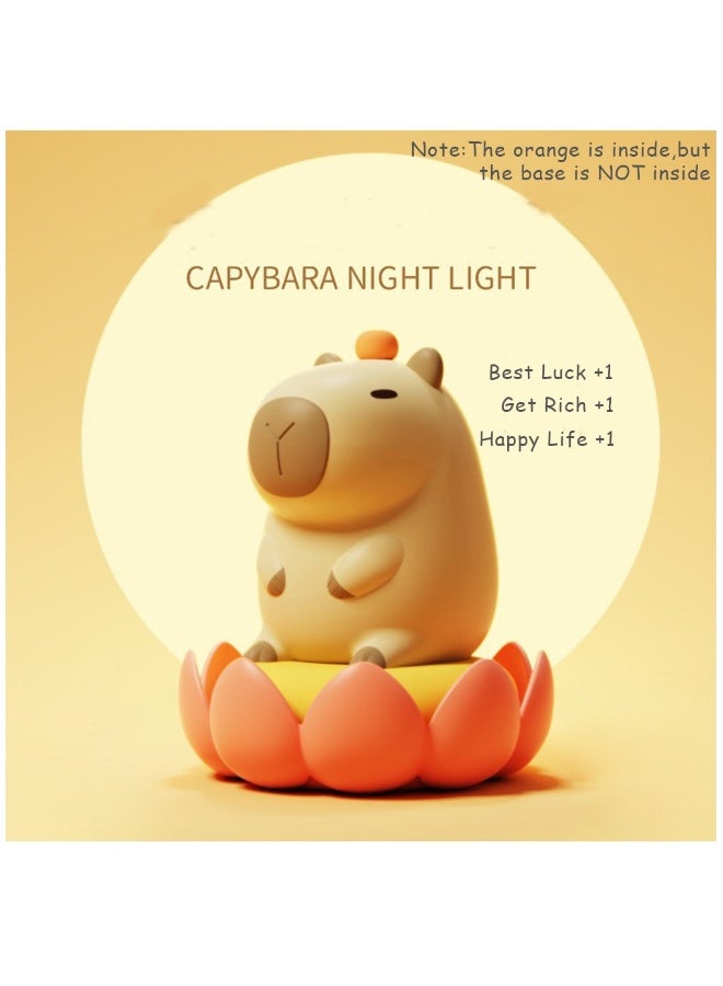 ضوء ليلي قابل لإعادة الشحن على طراز كابيبارا، ضوء الحمام، ضوء ديكور للمنزل، مصباح طاولة، لون أصفر - Image 1