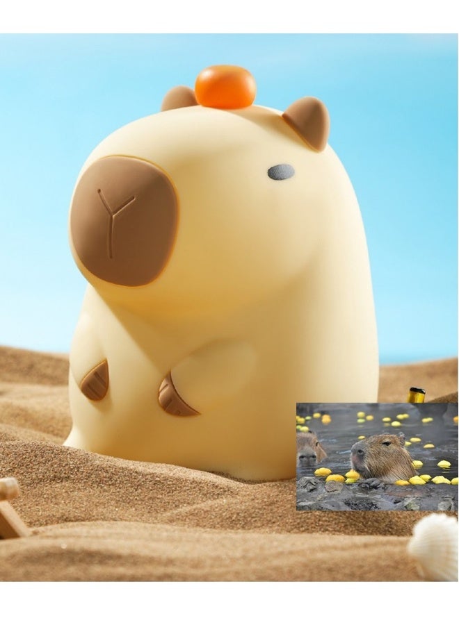 ضوء ليلي قابل لإعادة الشحن على طراز كابيبارا، ضوء الحمام، ضوء ديكور للمنزل، مصباح طاولة، لون أصفر - Image 4