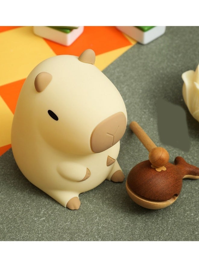 ضوء ليلي قابل لإعادة الشحن على طراز كابيبارا، ضوء الحمام، ضوء ديكور للمنزل، مصباح طاولة، لون أصفر - Image 2