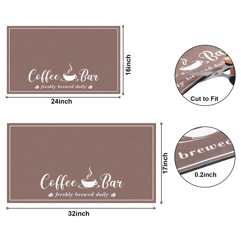 CooRug Absorbent Coffee Mat, Fashion Dish Drying Mat for Kitchen Counter Coffee Bar Accessories Espresso Machine Dish Rack 17" x 32" Brown - Image 2