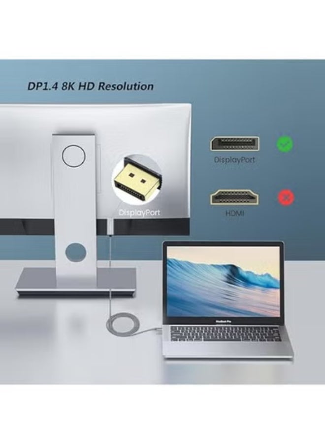 كابل USB C إلى DisplayPort - يدعم جودة 8K@60Hz - بطول 1.8 متر - توصيل عالي الدقة للشاشات - تصميم متين وسهل الاستخدام - Image 3