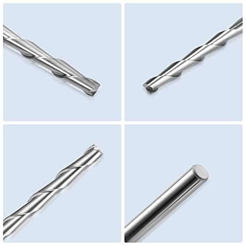 HQMaster CNC Router Bits 1/8" Shank CNC Bit End Mill Flat Nose Carbide Endmill Two Flute Spiral Upcut Milling Cutter Tool Set for Wood PVC MDF Hardwood 10Pcs (1/8" CED x 1/8" SD x 1" CEL x 2" OAL) - Image 5