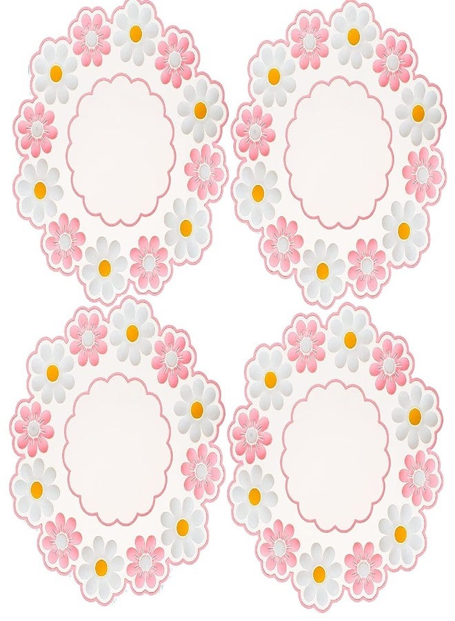 P-Plus International Coasters for Drinks,Silicone Trivet Stylish Small Chrysanthemum Flower Flexible Non-Slip Silicone Cup Mats for Tabletop (Pink, Pack of 4) - Image 1