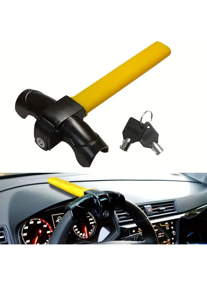 Heavy Duty Yellow Anti Theft Steering Wheel Lock with 2 Keys Car Security Device - Image 5