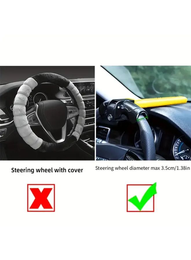 Heavy Duty Yellow Anti Theft Steering Wheel Lock with 2 Keys Car Security Device - Image 3