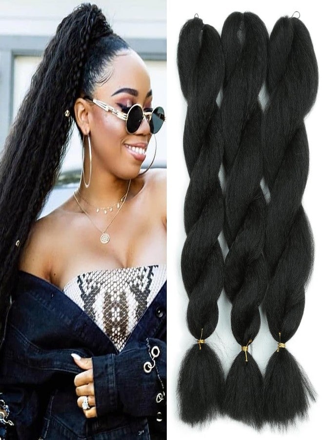goodear Crochet Vixen Bundles 26 inch Kinky Straight Crochet Hair for Black Women 3 Packs Premium Synthetic Fibers Crochet Braids (1B, 26 inch) - Image 1