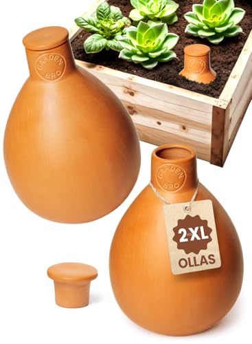 GARDENBRO 2pc Olla Pots For Garden Terracotta Watering Pots 32oz XL Garden Olla Watering System For Raised Beds Outdoor Plants Covers 14 Sq Ft Irrigation Area Water Plants While On Vacation 2pc XL 32oz - Image 1