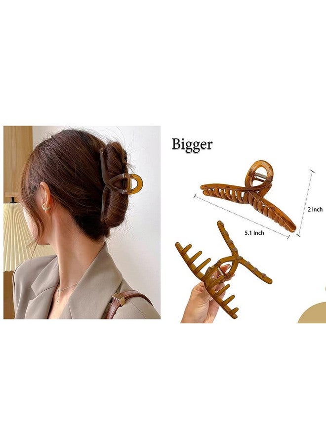 BAKEFY 2+2 Combo Big Hair Clips For Women Large Hair Claw Clips For Thick Hair Strong Hold Nonslip Jelly Moon Banana Nonslip Jumbo Jaw Clips Hair Styling Accessories (Total 4 Pcs), Multicolor - Image 3
