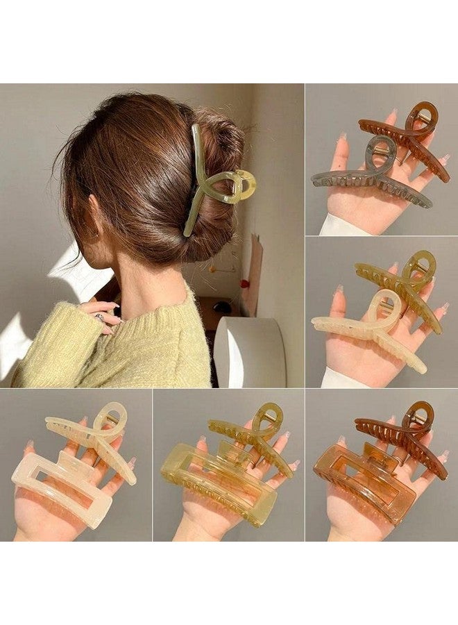 BAKEFY 2+2 Combo Big Hair Clips For Women Large Hair Claw Clips For Thick Hair Strong Hold Nonslip Jelly Moon Banana Nonslip Jumbo Jaw Clips Hair Styling Accessories (Total 4 Pcs), Multicolor - Image 1