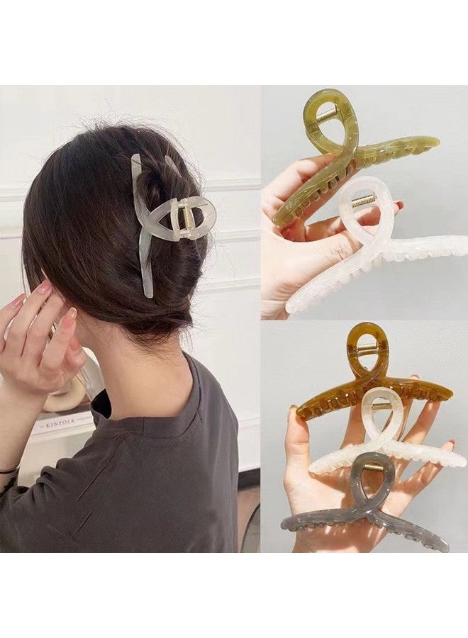 BAKEFY 2+2 Combo Big Hair Clips For Women Large Hair Claw Clips For Thick Hair Strong Hold Nonslip Jelly Moon Banana Nonslip Jumbo Jaw Clips Hair Styling Accessories (Total 4 Pcs), Multicolor - Image 4