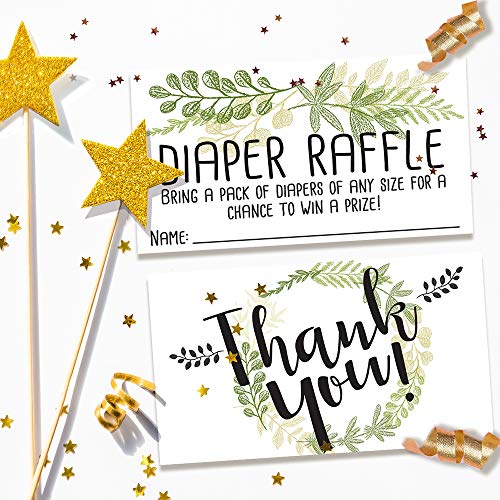 Lone Star Art Diaper Raffle Tickets - Botanical - Set of 50 Double-Sided Raffle Cards - Blank Baby Shower Stationery - Fun and Colorful Baby Shower Supplies for Under $15! - Image 4