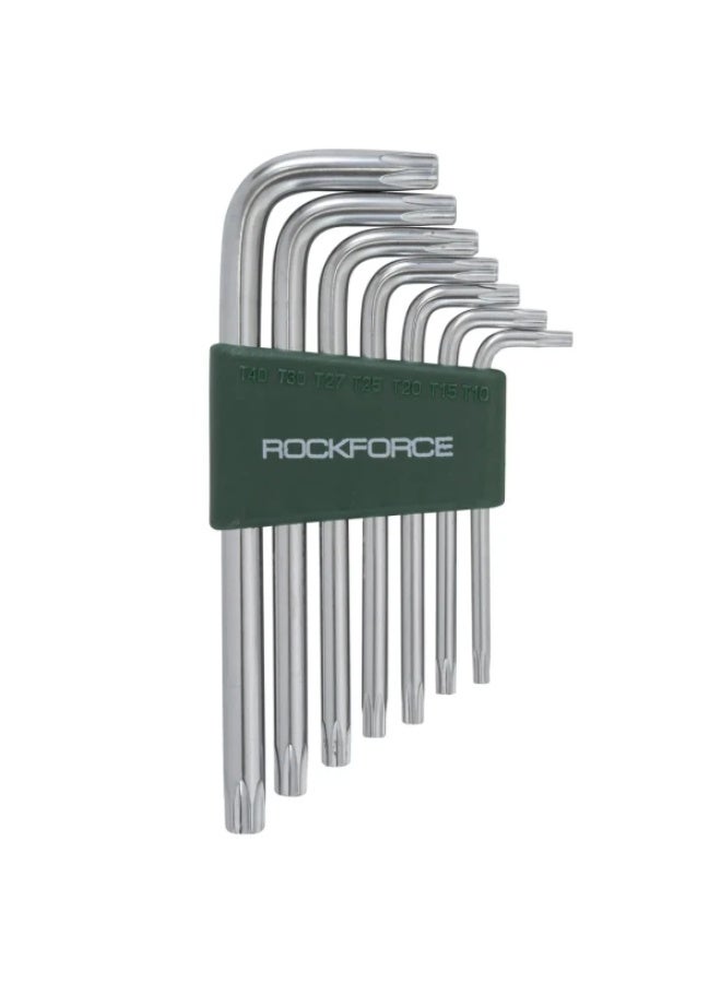 ROCKFORCE L-type Torx-wrenches set 7pcs (T10x, T15x, T20x, T25x, T27x, T30x, T40x-with hole), in plastic holde - Image 2
