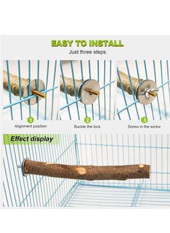 KASTWAVE 4 Pack Natural Wood Bird Perch Parrot Stand Branches Fork Toys, Pet Bird Cage Wooden Hanging Perch Platform Hammock Swing Toy for Small Parakeets, Budgies, Cockatiels, Conures, Macaws, Finches  - Image 5