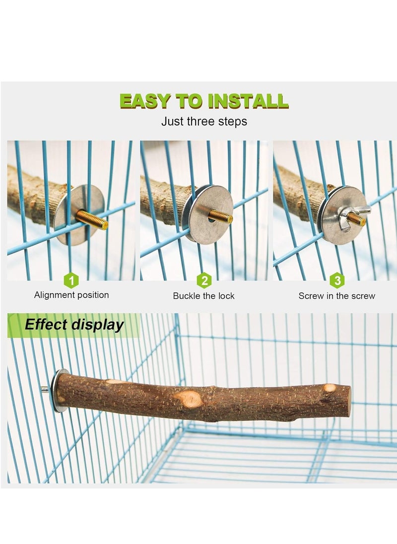 KASTWAVE 4 Pack Natural Wood Bird Perch Parrot Stand Branches Fork Toys, Pet Bird Cage Wooden Hanging Perch Platform Hammock Swing Toy for Small Parakeets, Budgies, Cockatiels, Conures, Macaws, Finches  - Image 5