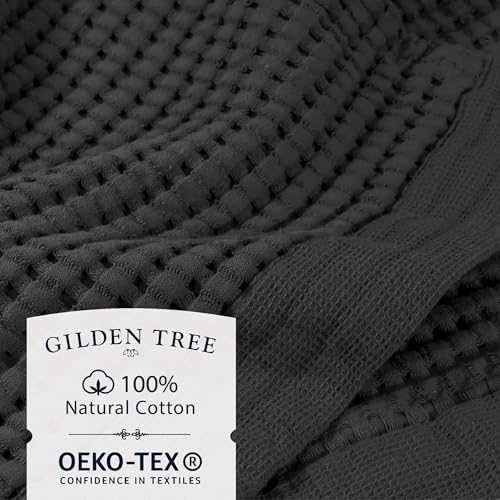 GILDEN TREE Waffle Towels for Bathroom Luxury 100 Cotton Bath Towels Quick Dry Towel Thin Super Absorbent Lint Free Shower Towels Bath Towels Set of 2 Modern Style Faded Black - Image 3