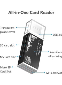 Generic Micro SD Card Reader, SD Card Reader to USB Adapter, Mini Memory Card Reader for MS Duo/Pro, M2 Card, SDXC, SDHC, MMC, RS-MMC, Micro SDXC, Micro SDHC and TF Card, Smart All In One Card Reader  - Image 3