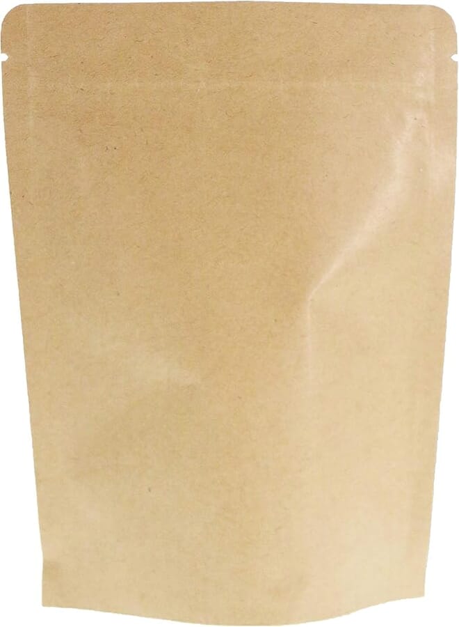 SumDirect Kraft Stand Up Pouches - 50 Pack 5x7 Inch ZipperFood Storage Reusable Bags with Foil Lined for Home or Business (Brown)