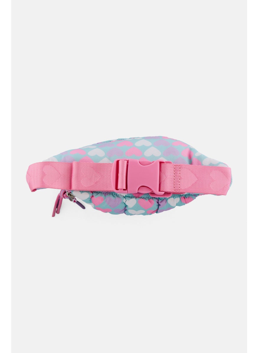 Miss Gwen's OMG Kids Girl Heart Print Fanny Pack, Light Aqua  - Image 2