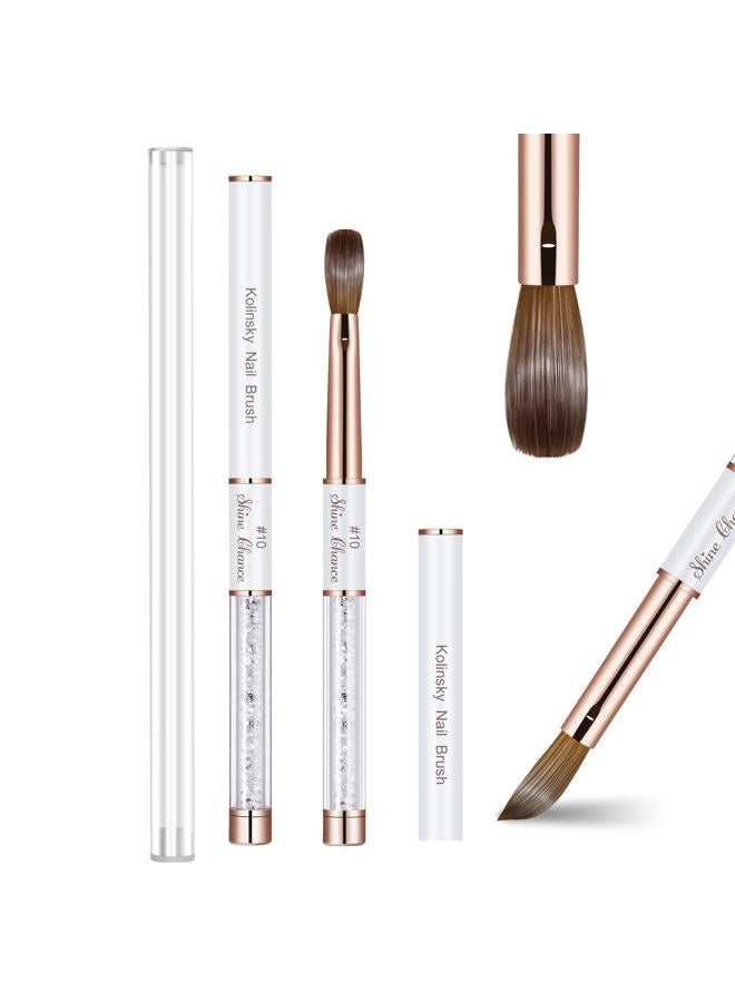 Shine Chance Acrylic Nail Brush Size 10, 100% Real Kolinsky Art Nail Brush for Acrylic Powder Application, Handmade Women Manicure Nail Extension Tool for Professional DIY Home Salon and Beginners - Image 1
