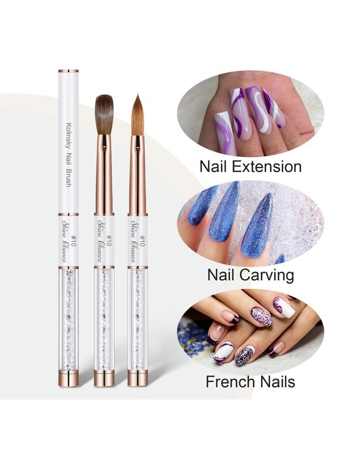 Shine Chance Acrylic Nail Brush Size 10, 100% Real Kolinsky Art Nail Brush for Acrylic Powder Application, Handmade Women Manicure Nail Extension Tool for Professional DIY Home Salon and Beginners - Image 2